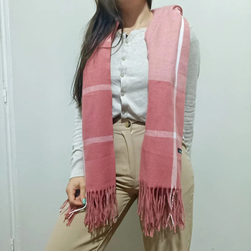 Pashmina Chalina Bufandas De Dama Afelpada Livianas Y Sauves Salmón Rayas