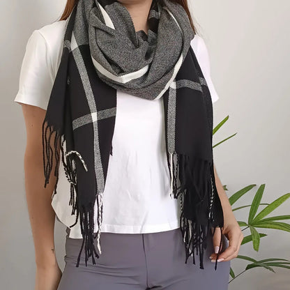 Pashmina Chalina Bufandas De Dama Afelpada Livianas Y Sauves Negro Rayas