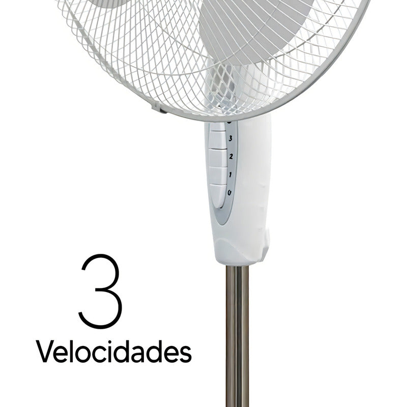Ventilador De Pie Microsonic 3 Aspas Altura Ajustable 1.3 M - 43 Cm - 50 Hz/60 Hz - Blanco - Plástico - 3