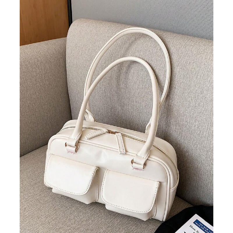 Cartera Bandolera Brillante Mujer Cuero Sintético Crudo