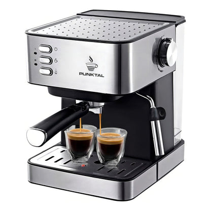 Punktal Pk-542 Cafetera Expresso Automática Acero Inox 15 Bares 850w 1.6 Lts. Vaporizador Espumador.