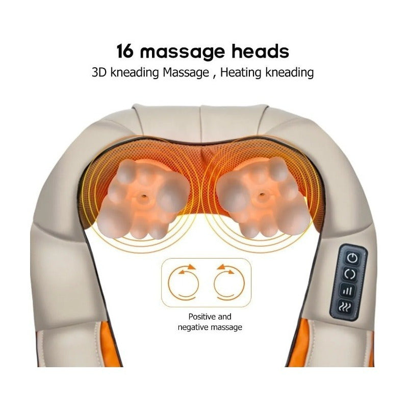 Masajeador Eléctrico Cuello Espalda Hogar Coche Color Beige