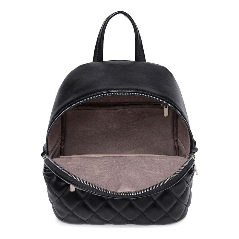 Mochila Para Dama De Cuero Sintético Bolsos Carteras Mujeres Negro Cuero Sintético
