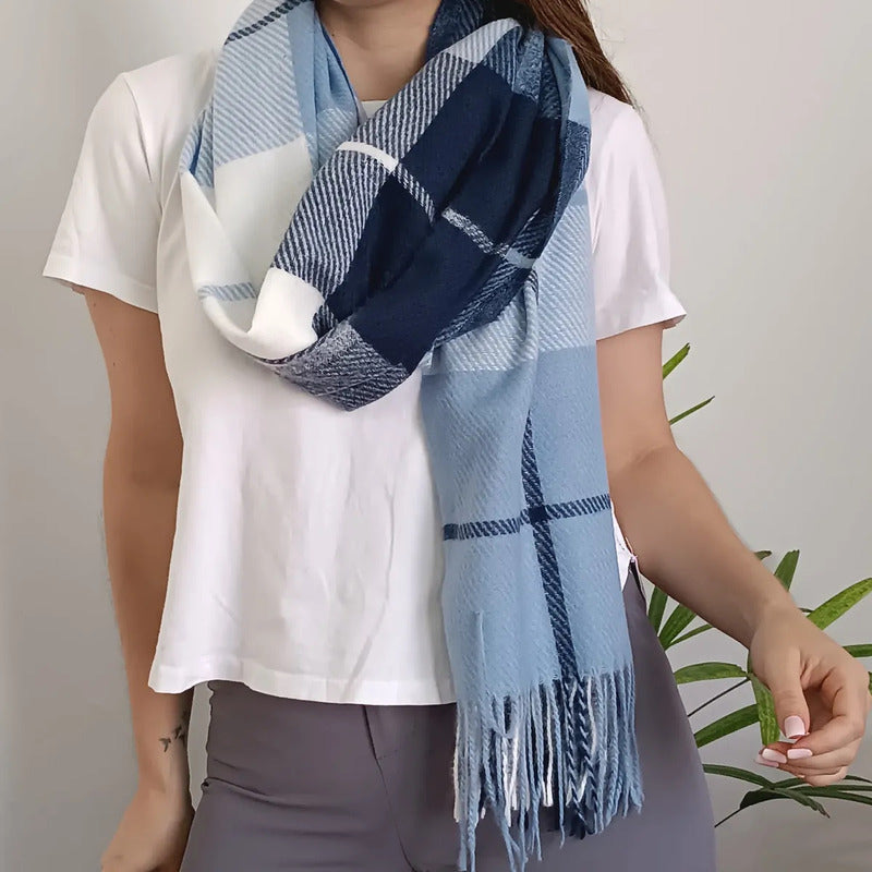 Pashmina Chalina Bufandas De Dama Afelpada Livianas Y Sauves Celestes Rayas