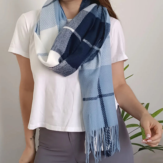 Pashmina Chalina Bufandas De Dama Afelpada Livianas Y Sauves Celestes Rayas