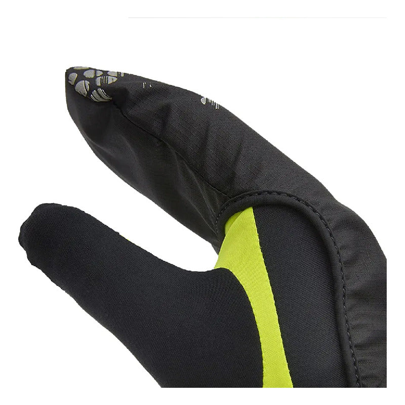 Guantes Reflectivos Impermeable Para Correr Reebok - Negro/amarillo - Geométrico - L