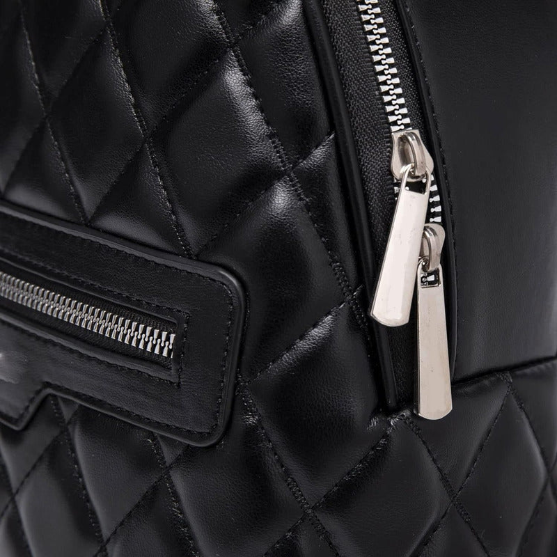 Mochila Para Dama De Cuero Sintético Bolsos Carteras Mujeres Negro Cuero Sintético