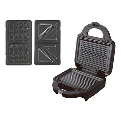 Sandwichera Grill Y Waflera Rotel 3 En 1 Color Negro