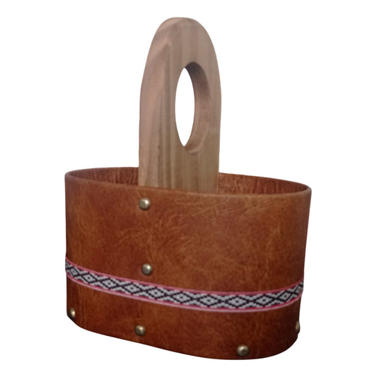 Matera De Madera Maciza Rustica Para Auto Termo Y Mate Color Marrón.