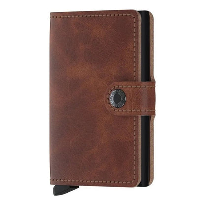 Billetera Tarjetero Automatico Cuero Ejecutiva Antirobo Rfid Color Marrón