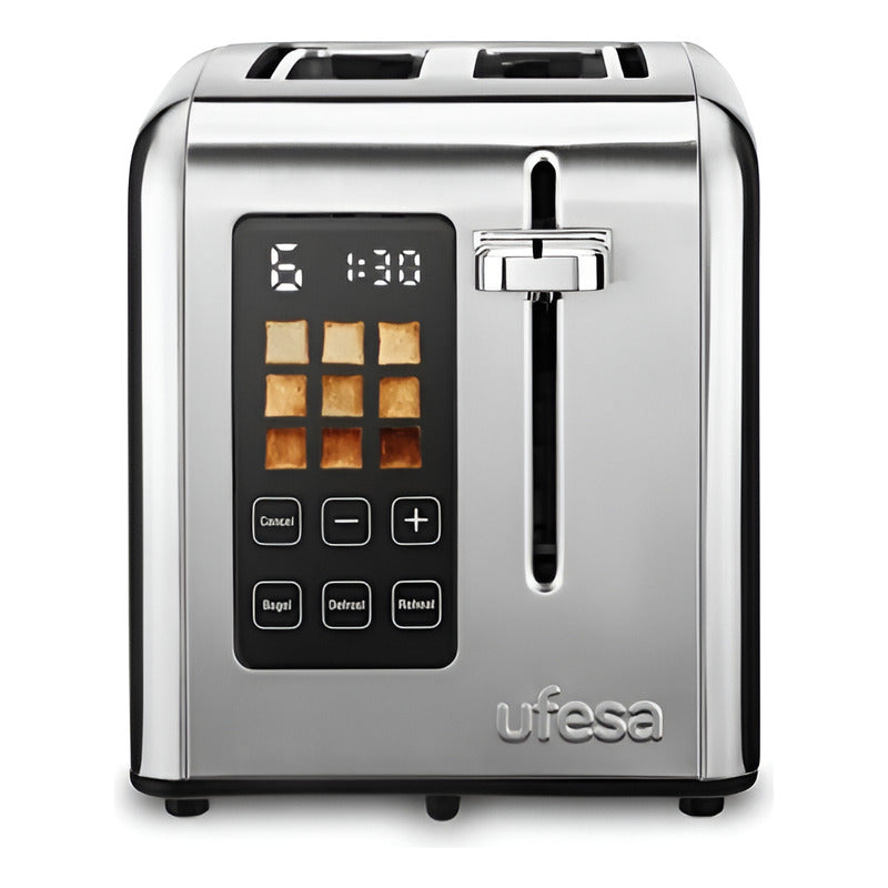 Tostadora Ufesa 2 Ranuras Digital - Color Gris Inox 950w Gris