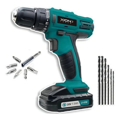 Taladro Inalambrico Recargable Xion Xi-tool20 20v 2 Baterias Turquesa