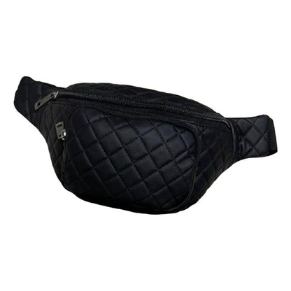 Riñonera Sport Con Cierres Correa Ajustable Porta Documentos Negro Capitoneada