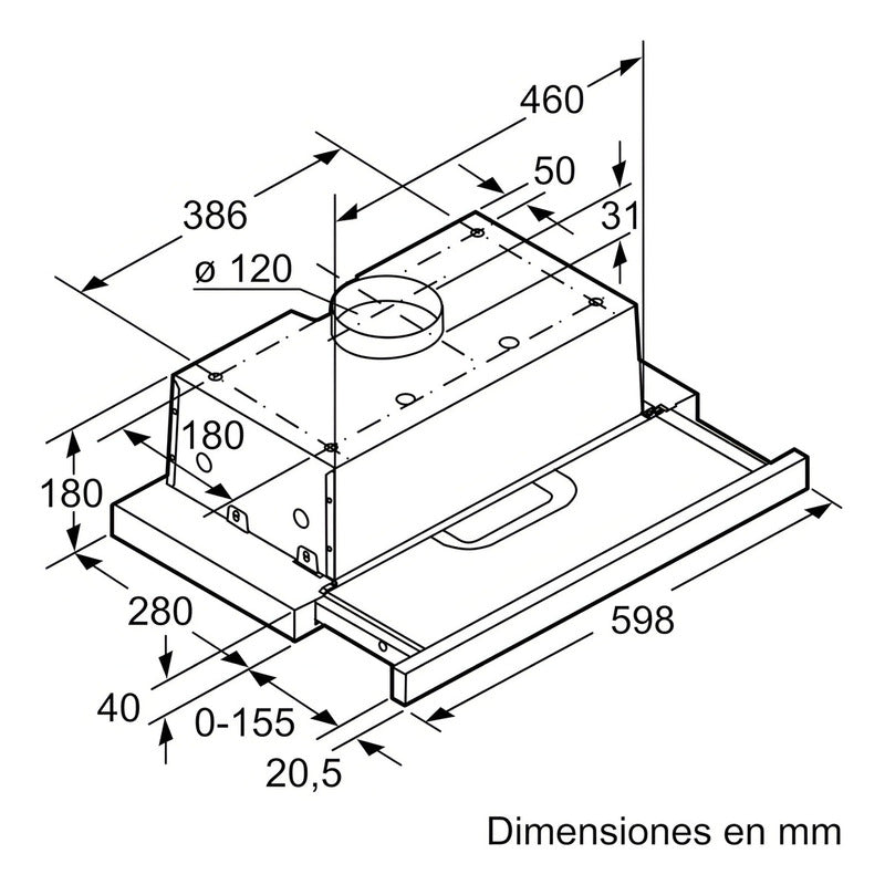 Campana Exctractora Telescopica 60 Cm Bosch Dft63ac50 Plata