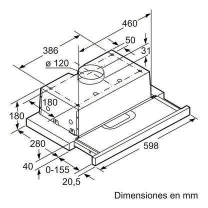 Campana Exctractora Telescopica 60 Cm Bosch Dft63ac50 Plata