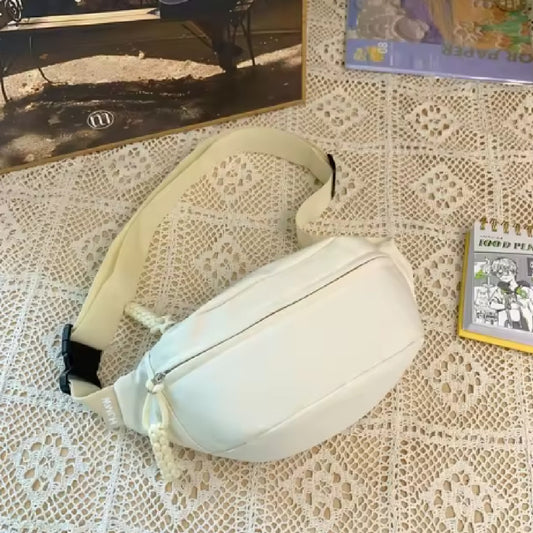 Riñonera Bandolera Para Dama Tela Impermeable Gran Capacidad Crudo Lisa