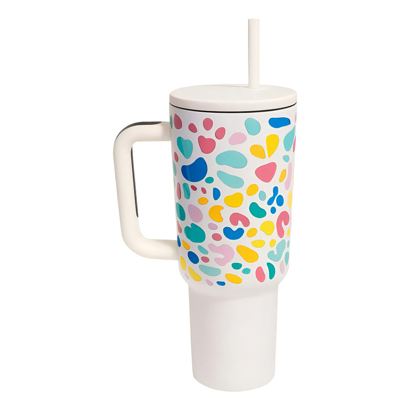 Vaso Térmico Metálico 1.2 Litros  Con Sorbito - Blanco