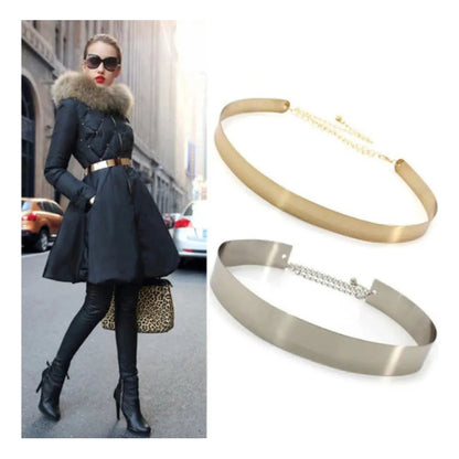 Cinturón Ancho 4cm Metal Plateado/dorado Mujer Plateado. Único