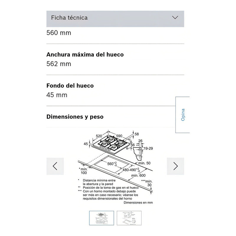 Anafe Con Alimentación A Gas Bosch Ppp6a6b20 Color Negro 4 H Negro