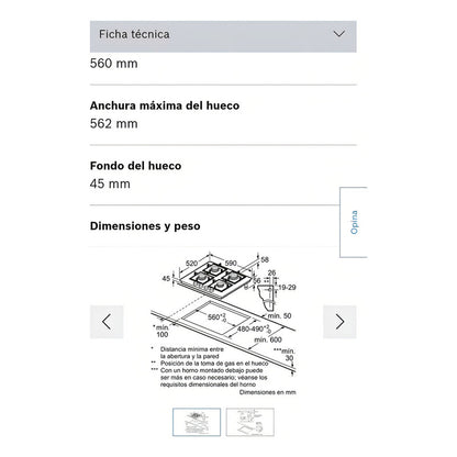 Anafe Con Alimentación A Gas Bosch Ppp6a6b20 Color Negro 4 H Negro