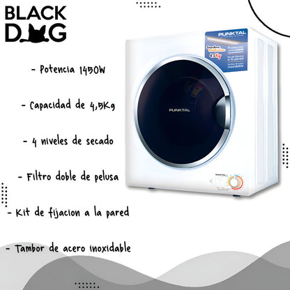 Secarropa Punktal 5kg Con Soporte Pared Color Blanco