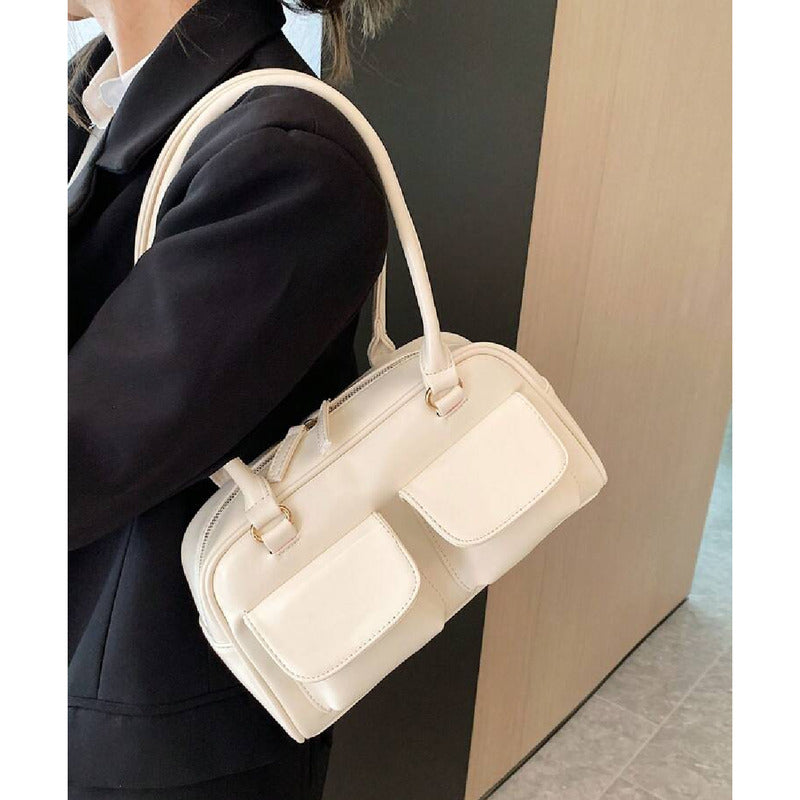 Cartera Bandolera Brillante Mujer Cuero Sintético Crudo