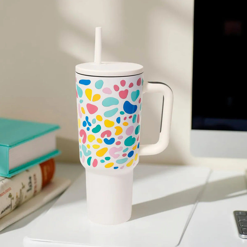 Vaso Térmico Metálico 1.2 Litros  Con Sorbito - Blanco