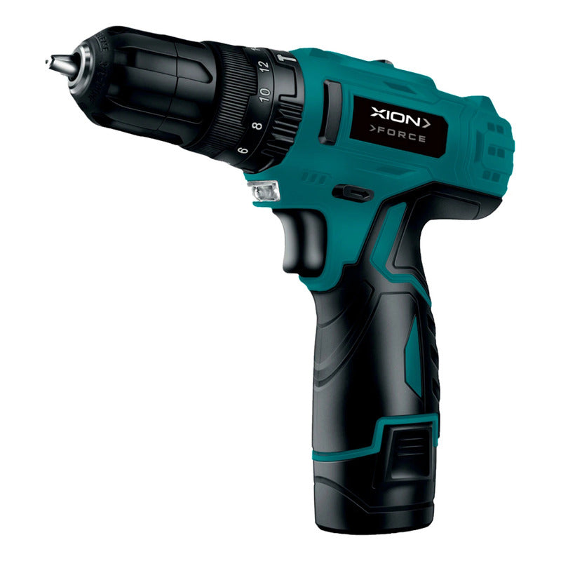 Taladro Inalámbrico Con Percutor Xion Xi-tool19 12 V - Negro Y Turquesa