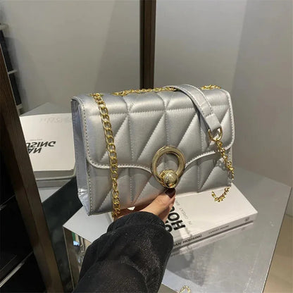 Bandolera Para Dama Bolsos Cartera De Mujer Correa Ajustable Plateado 1