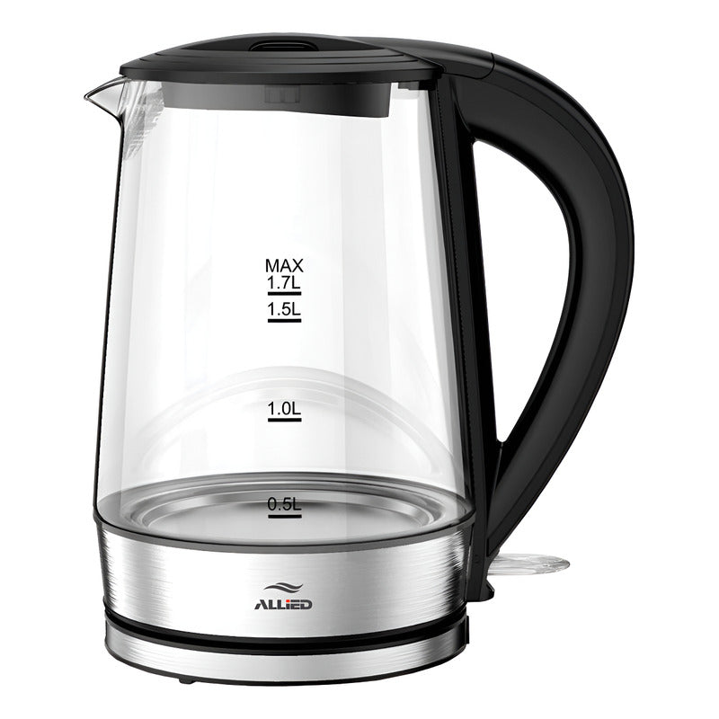 Jarra Eléctrica Allied 2200 W 1.7 L Vidrio Base Inoxidable - Negro