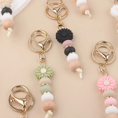 Llavero Diseño Flor Varios Colores Blanco