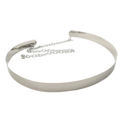 Cinto De Metal Para Dama Ancho 4 Cm Diseño Dorado Y Plateado Plateado Único