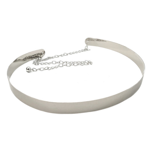 Cinto De Metal Para Dama Ancho 4 Cm Diseño Dorado Y Plateado Plateado Único