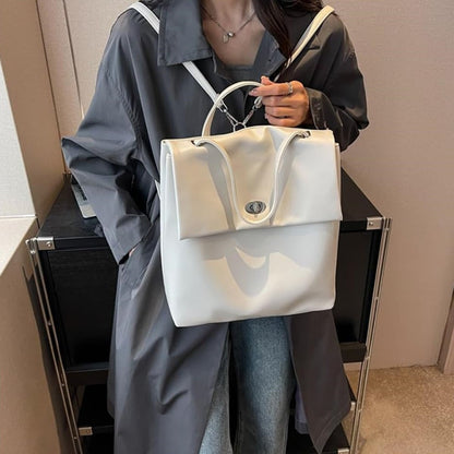 Mochila Urbana Genérica Cartera 2 En 1 Moda Cuerina Beige Liso