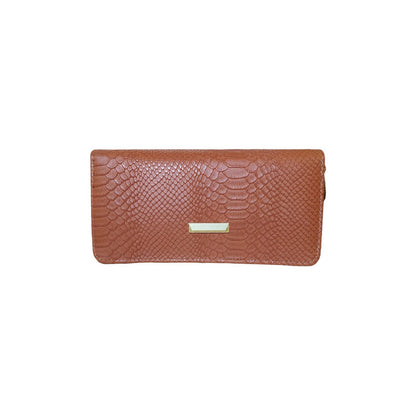 Billetera Doble Cierre De Dama Grande Espaciosa Con Monedero Marrón Claro