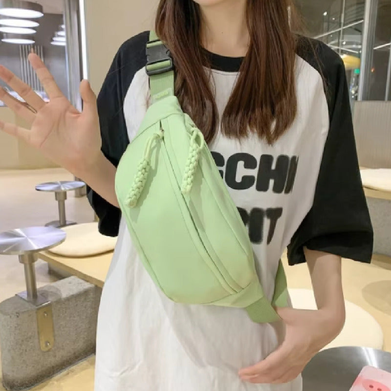 Riñonera Bandolera Para Dama Tela Impermeable Gran Capacidad Crudo Lisa