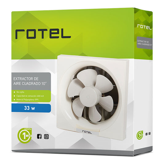 Extractor De Aire Cocina Baño Cuadrado 34x34 Cm Rotel Blanco - Blanco