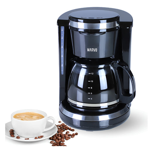 Cafetera De Vidrio Automatica Marvo Hcm-045 1.5l De 12 Tazas Color Negro