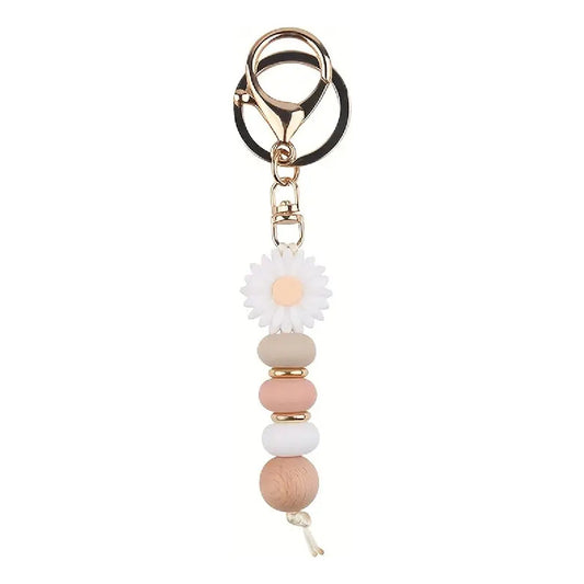 Llavero Diseño Flor Varios Colores Blanco