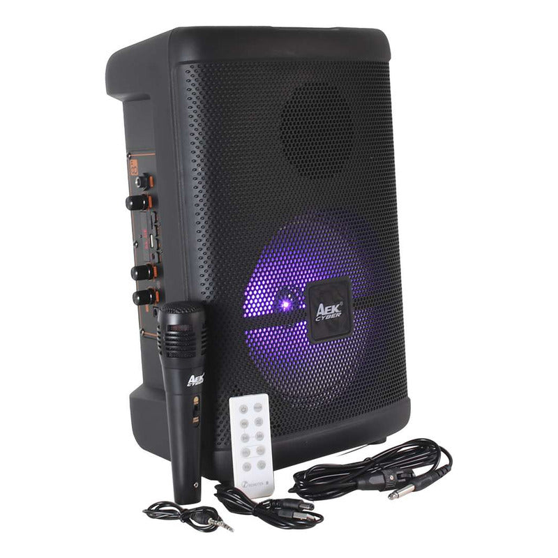 Parlante Portátil Aek S-10808 8'' Karaoke Bt Usb Micro Luz Negro