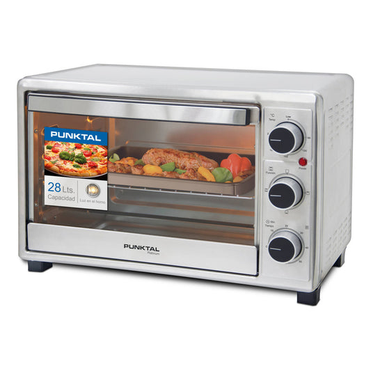 Horno Eléctrico De Mesa Punktal Inoxidable 28 Litros 1500 W Plateado