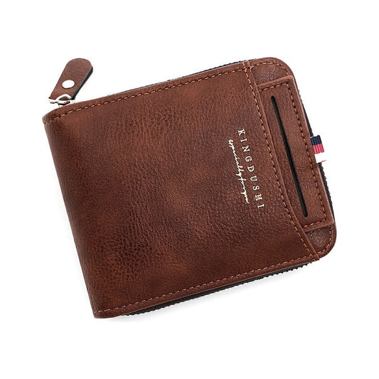 Billetera Para Hombre Con Cierre Sector Monedero De Cuerina Marrón Claro2