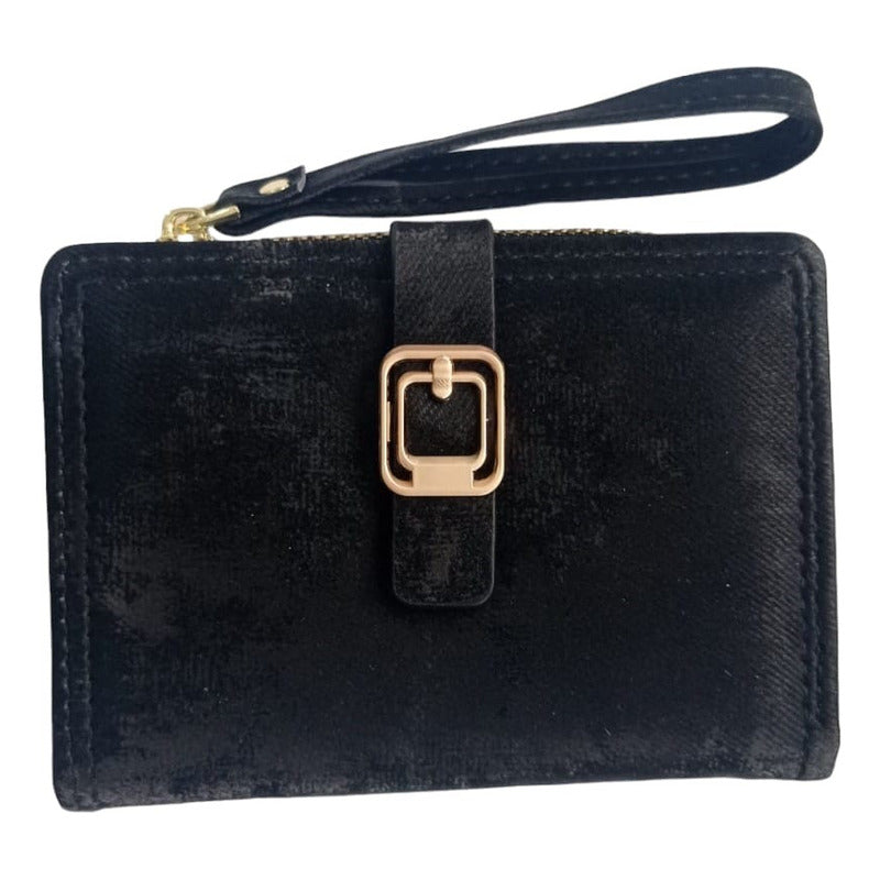 Billetera Dama Billeteras De Mujer Con Monedero Y Tarjetero Negro.