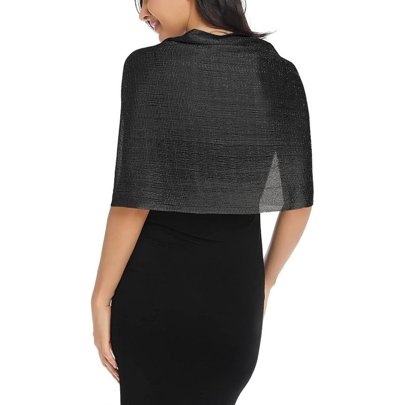 Chalinas De Fiesta Chal Fino Con Brillo En Varios Colores Negro Rayas