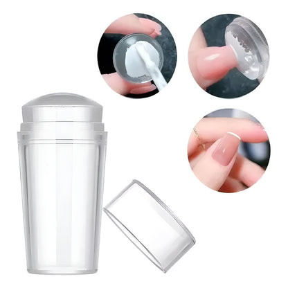 Sello Para Stamping Uñas Transparente Con Raspador Y Tapa
