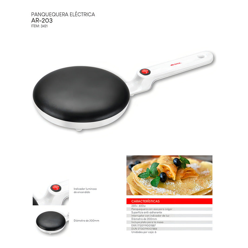 Panquequera Eléctrica Con Bowl Ariete Wl-ar-203 Blanco