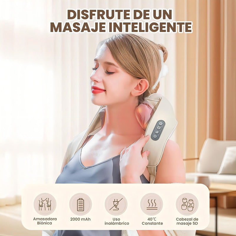 Masajeador Cuello Espalda Cervical Hombro Eléctrico Portátil Beige