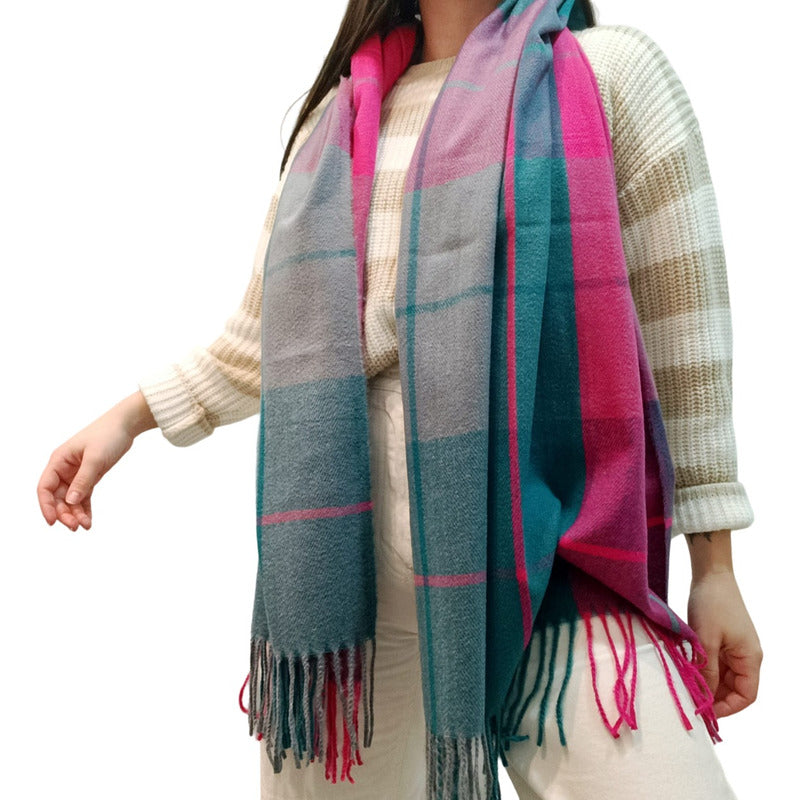 Chalina Bufanda Pashmina De Dama Afelpada Liviana Y Sauve Verde-rosa