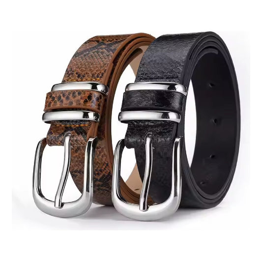 Cinto Animal Print Para Dama Varios Diseños Cuero Sintético Marrón 108,5 X 2,9 Cm