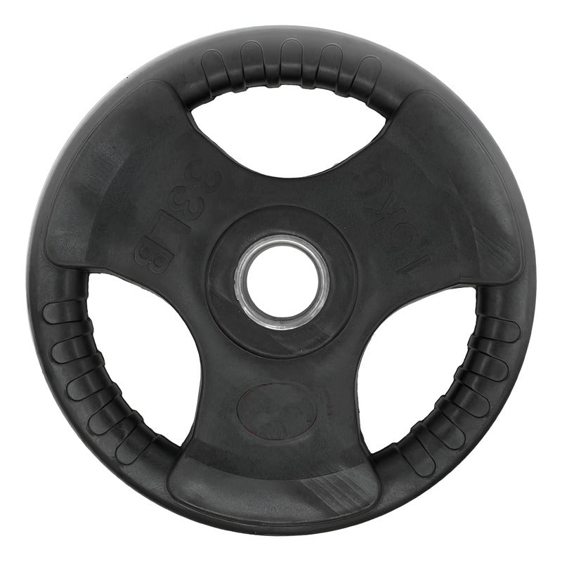 Disco De Pase Olímpico Recubierto De Caucho 15 Kg Negro